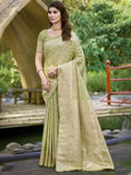 Elegant Pure Silk Saree – Handwoven Banarasi Silk with Zari Work (Olive Gold)