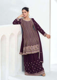 Elegant Dark Maroon Chinnon Silk Sharara Suit