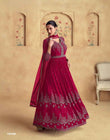 Majestic Wine Embroidered Georgette Anarkali Suit