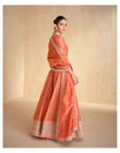 Elegant Rust Orange Organza Jacquard Silk Anarkali Suit with Dupatta