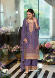 Elegant Purple Chinnon Embroidered Short Shirt Set with Bottom & Dupatta