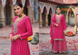 Embroidered Chinnon Palazzo Suit in Rani Pink