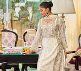 Ivory White Chinon Palazzo Suit with Exquisite Embroidery