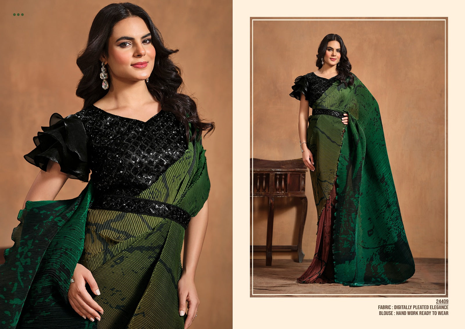 Exquisite Designer Silk Saree – Trendy Ethnic Wear for Weddings & Parties(Forest Green)