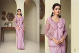 Lavender Rainbow Shimmer Saree with Embroidered Unstitched Jacket