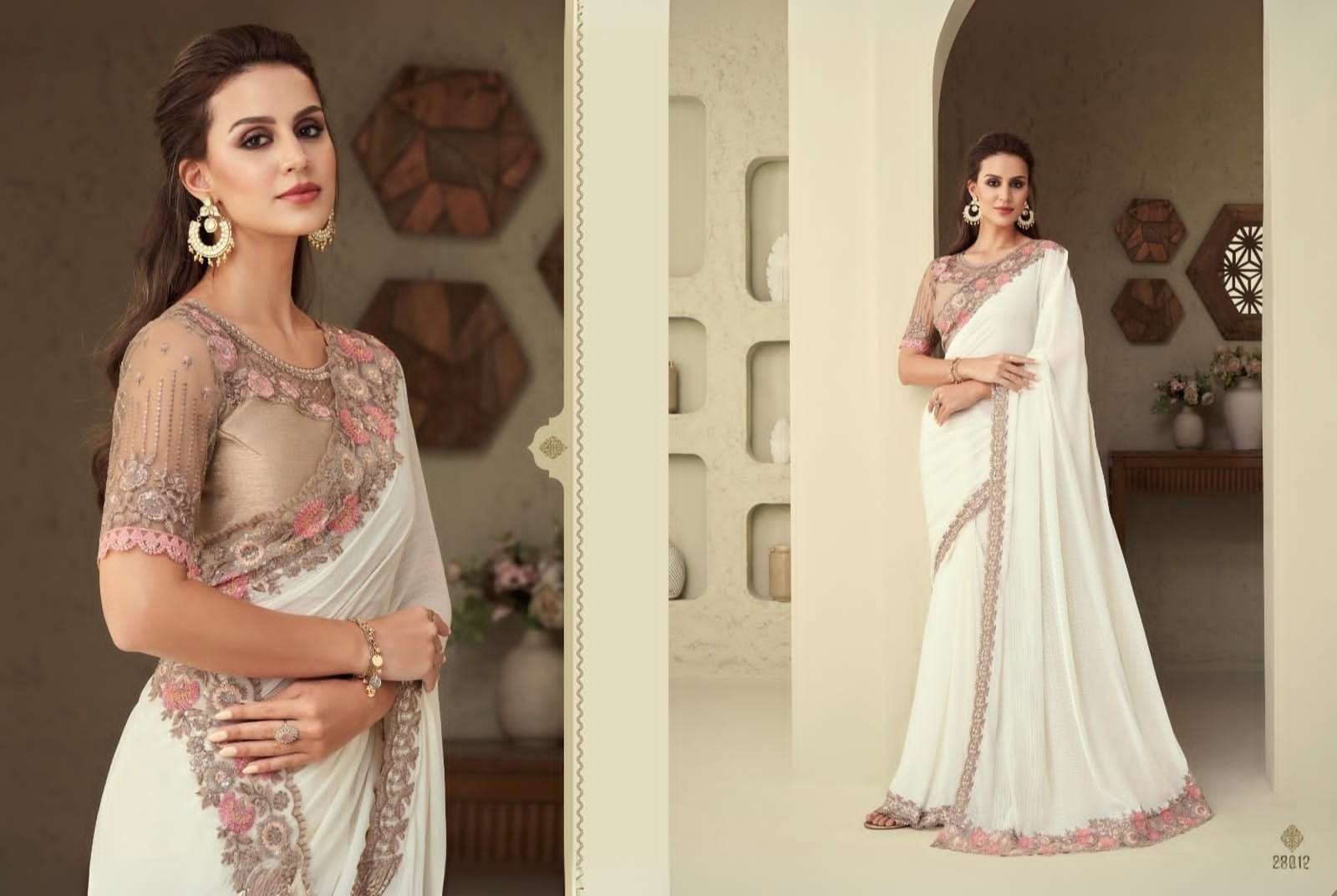 Ethereal White Shimmer Silk Saree with Embroidered Blouse