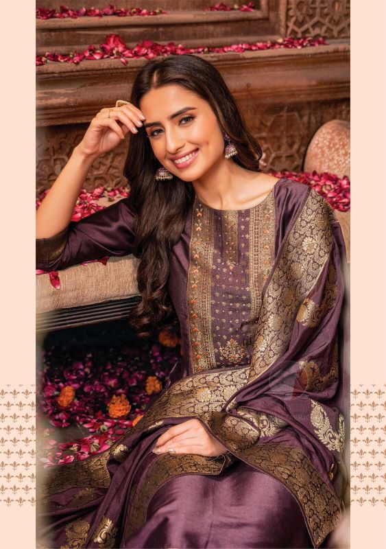 Royal Purple Handwork Embroidered Suit with Jacquard Dupatta