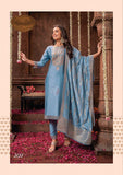 Serene Light Blue Handwork Embroidered Suit with Jacquard Dupatta