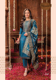 Regal Teal Blue Handwork Embroidered Suit with Jacquard Dupatta