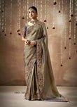 Elegant Grey Silk Saree with Intricate Embroidery