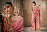 Regal Rose Pink Tissue Dola Silk Saree