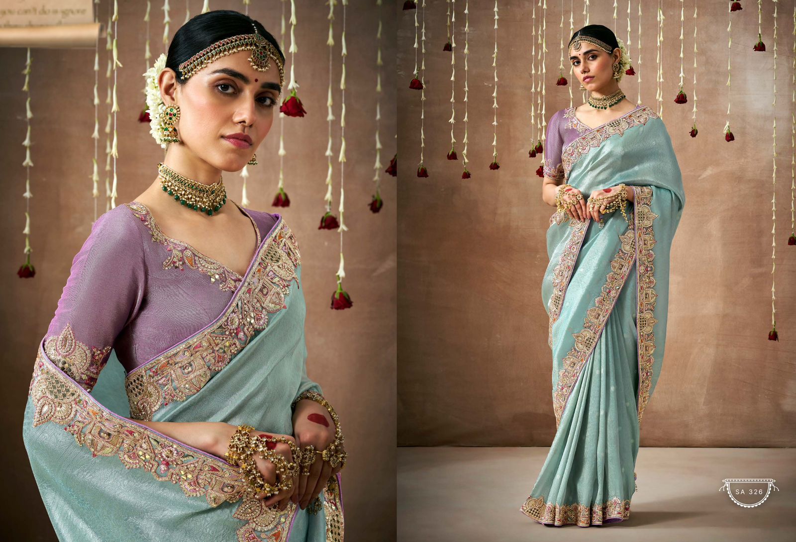 Light Blue Organza Silk Saree with Exquisite Embroidery