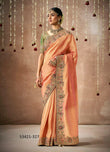 Royal Peach & Olive Green Tissue Dola Silk Saree