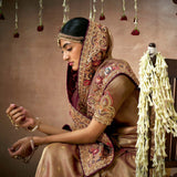 Brown Organza Silk Saree with Intricate Embroidery