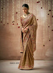 Brown Organza Silk Saree with Intricate Embroidery