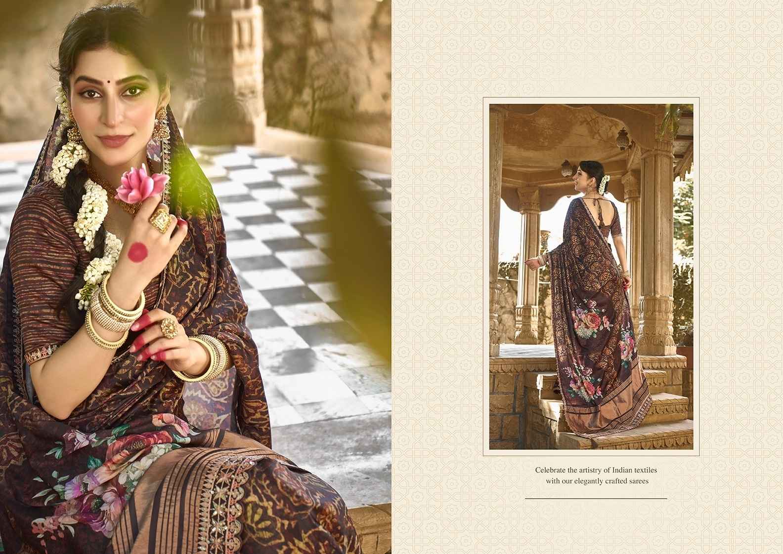 Elegant Mocha Brown Gajji Silk Saree – Timeless Grace & Luxury