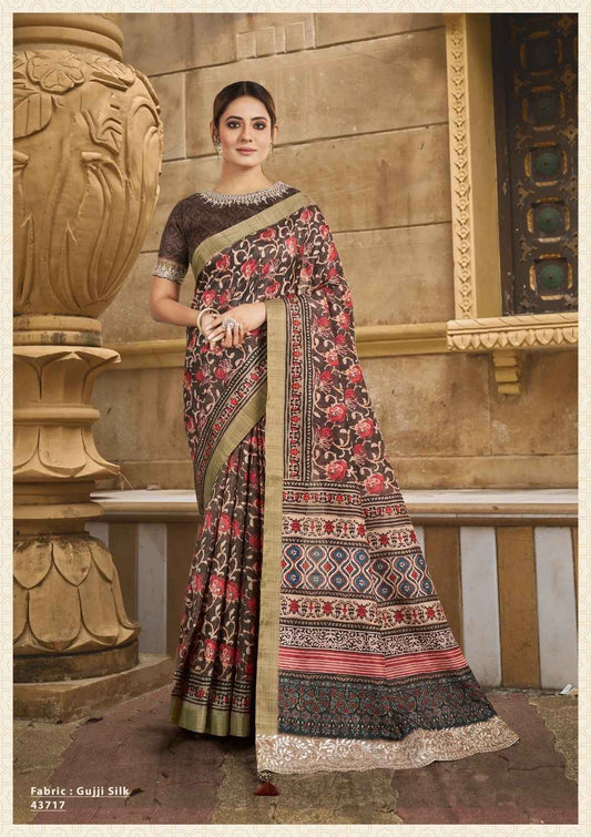 Elegant Maroon Gajji Silk Saree – Timeless Ethnic Grace