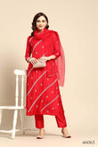 Radiant Red Embroidered Muslin Kurta Set