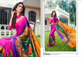 Majestic Magenta Satin Silk Saree with Hand Print & Stone Diamond Work