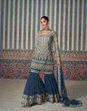 Royal Blue Embroidered Georgette Sharara Set