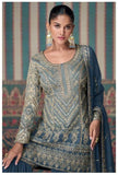 Royal Blue Embroidered Georgette Sharara Set