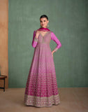 Stunning Magenta Swarovski Embroidered Georgette Gown with Dupatta