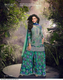 Green Chinon Silk Embroidered Suit with Mirror Work and Net Dupatta