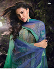 Green Chinon Silk Embroidered Suit with Mirror Work and Net Dupatta