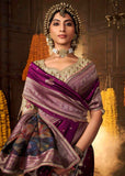 Regal Purple Pure Silk Weaving Saree with Contrast Embroidered Blouse