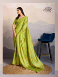 Regal Double Mysore Brocade Silk Saree with Stone Work Lace & Designer Tassels (Olive Green)