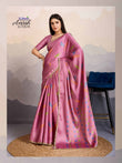 Regal Double Mysore Brocade Silk Saree with Stone Work Lace & Designer Tassels (Blush Pink)