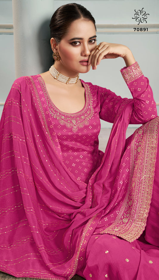 Pink Chinnon Sharara Suit