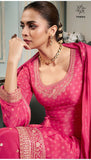 Reddish Pink Embroidered Chinnon Suit