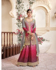 Regal Red & Grey Designer Chinon Silk Plazo Set with Embroidery & Handwork