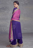 Exclusive Purple Chinon Silk Embroidered Suit with Mirror Work and Bandhani Dupatta