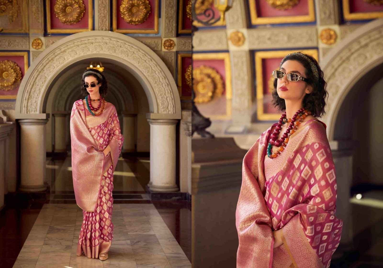 Blush Pink Tissue Silk Saree