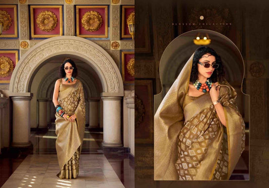 Antique Gold Tissue Silk Saree