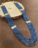 Royal Blue Multi-Layered Beaded Kundan Necklace