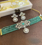 Majestic Green Kundan Polki Choker Set