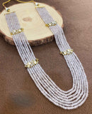 Elegant Greyish White Multi-Strand Beaded Necklace