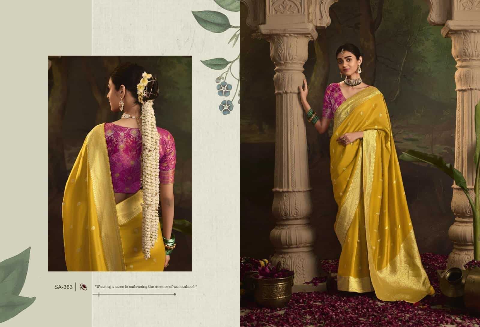 Radiant Yellow & Gold Crepe Dola Silk Saree