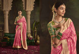 Blush Pink & Gold Crepe Dola Silk Saree