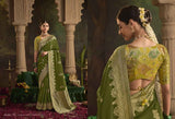 Royal Olive Green & Gold Crepe Dola Silk Saree