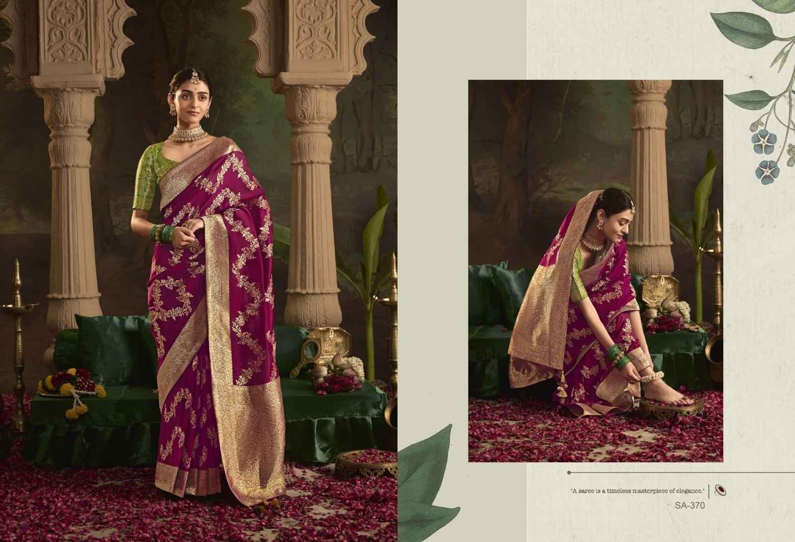 Majestic Wine & Gold Crepe Dola Silk Saree