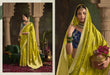 Lime Green & Gold Crepe Dola Silk Saree