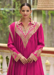 Elegant Magenta Chinon Silk Embroidered Suit with Dupatta