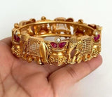 Royal Antique Gold Elephant Motif Bangle