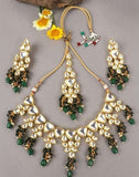 Majestic Green Kundan & Pearl Bridal Necklace Set