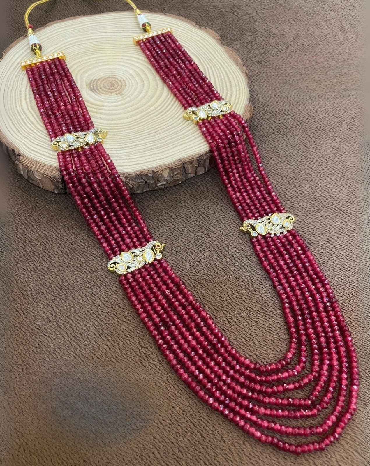 Majestic Maroon Multi-Strand Beaded Necklace