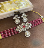 Royal Maroon Kundan Polki Choker Set